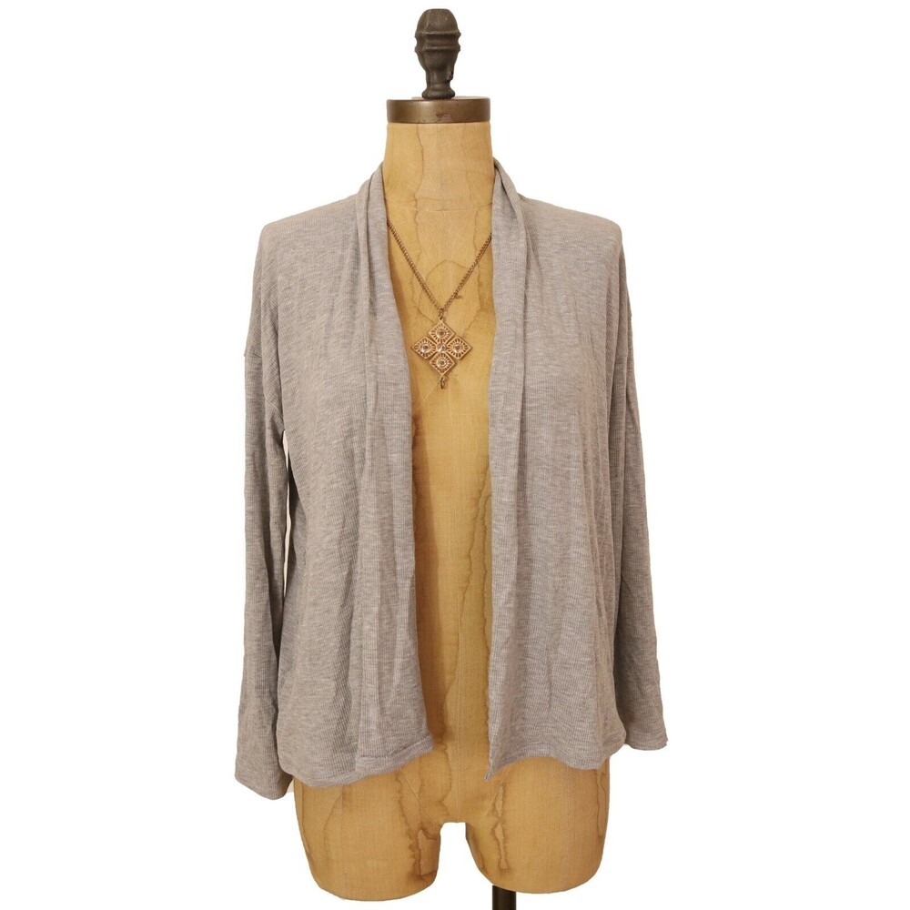 BB Dakota Short Open Cardigan Sweater Top XS Pockets Lightweight Heather Gray B5